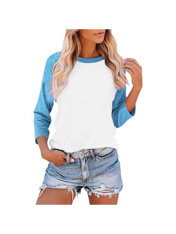3 4 Length Sleeve Womens Baseball Tops Green and White Raglan Tshirt Three Quarter Sleeve Casual Style Tees