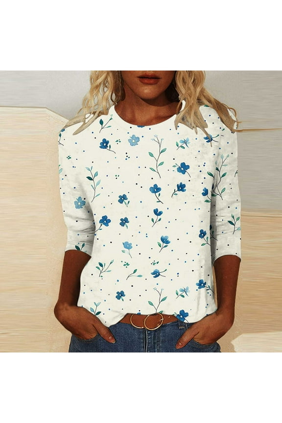 3/4 Length Sleeve Womens T Shirts Fitted Summer Tops for Women Plus Size 2x White Tshirts Shirts for Women Gym Floral Tops for Women Summer my items