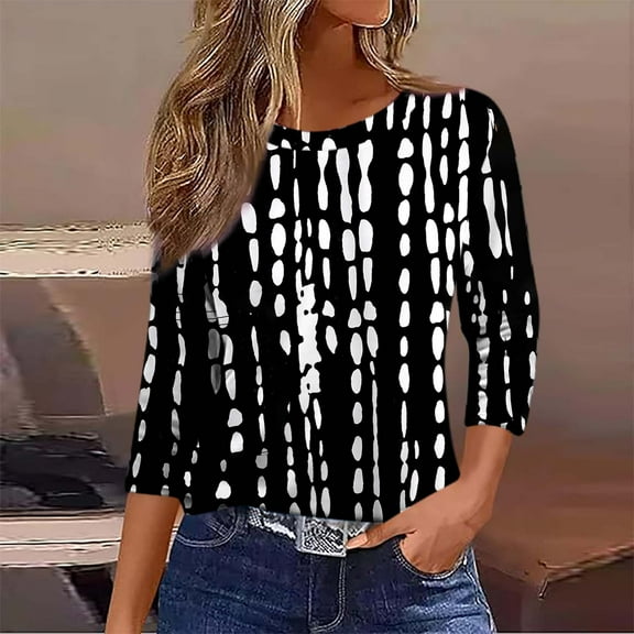 3/4 Length Sleeve Womens T Shirts Fitted Womens Summer Shirts and Tops Womens Tops Summer Dressy Tshirts Shirts for Women Graphic