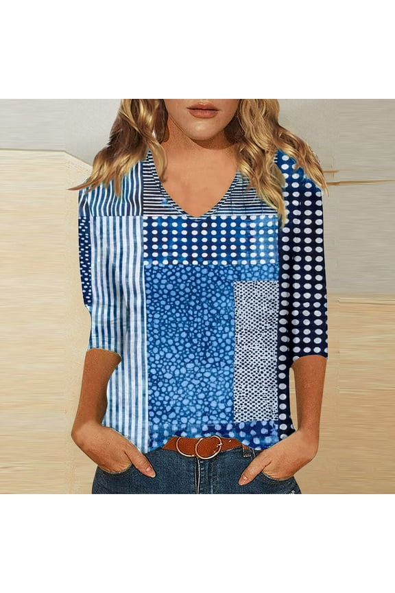 3/4 Length Sleeve Womens T Shirts Pack Womens Summer Blouses Cotton Womens Oversized Tee Shirts Summer Plus Size Tee Shirts for Women Loose Fit cheap my orders