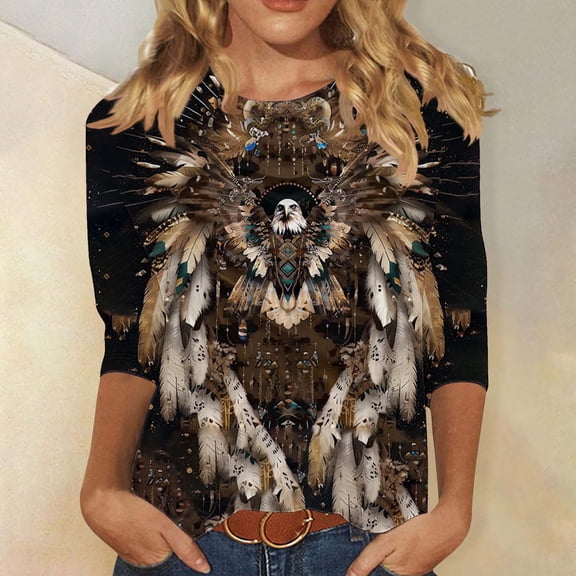 3/4 Length Sleeve Womens T Shirts Womens Spring Tops 2025 Trendy Dressy Casual Womens Summer Tops V Neck Plus Size Oversized Printed Tshirts for Women reorder items