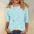 thumbnail image 1 of 3/4 Length Sleeve Womens Tee Shirts Fashion Floral Printed Tops Casual Round Neck Top Trendy Summer T Shirt Blouse, 1 of 5