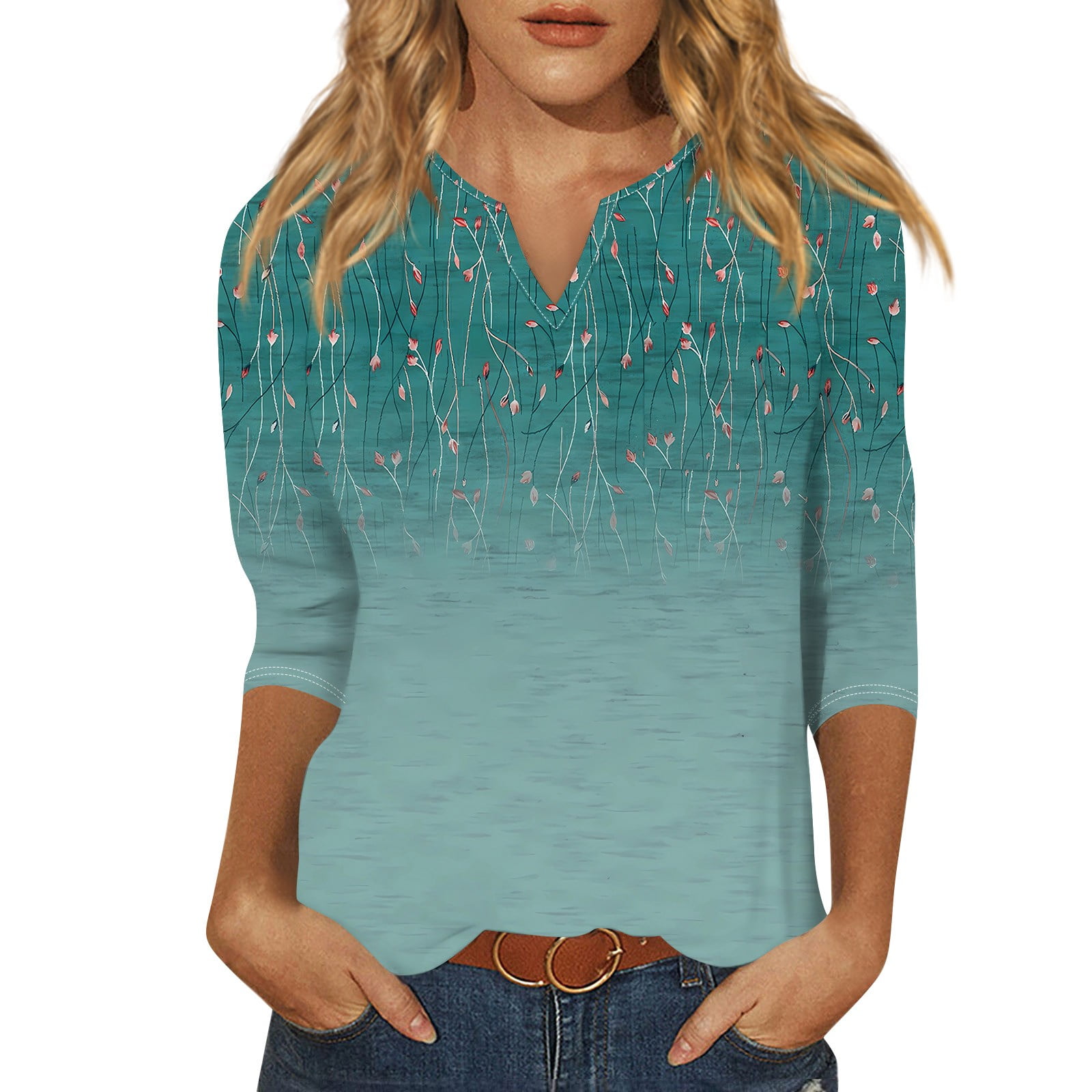 3/4 Length Sleeve Womens Tops 2025 Clearance Summer Tops for Women