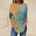 thumbnail image 1 of 3/4 Length Sleeve Womens Tops 2025 Spring Neck Casual Print Tunic T Shirts Three Quarter Length Womens Tops, 1 of 5