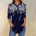 thumbnail image 1 of 3/4 Length Sleeve Womens Tops 2025 Spring Neck Casual Print Tunic T Shirts Three Quarter Length Womens Tops, 1 of 5