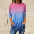 thumbnail image 1 of 3/4 Length Sleeve Womens Tops 2025 Spring Neck Casual Print Tunic T Shirts Three Quarter Length Womens Tops, 1 of 5
