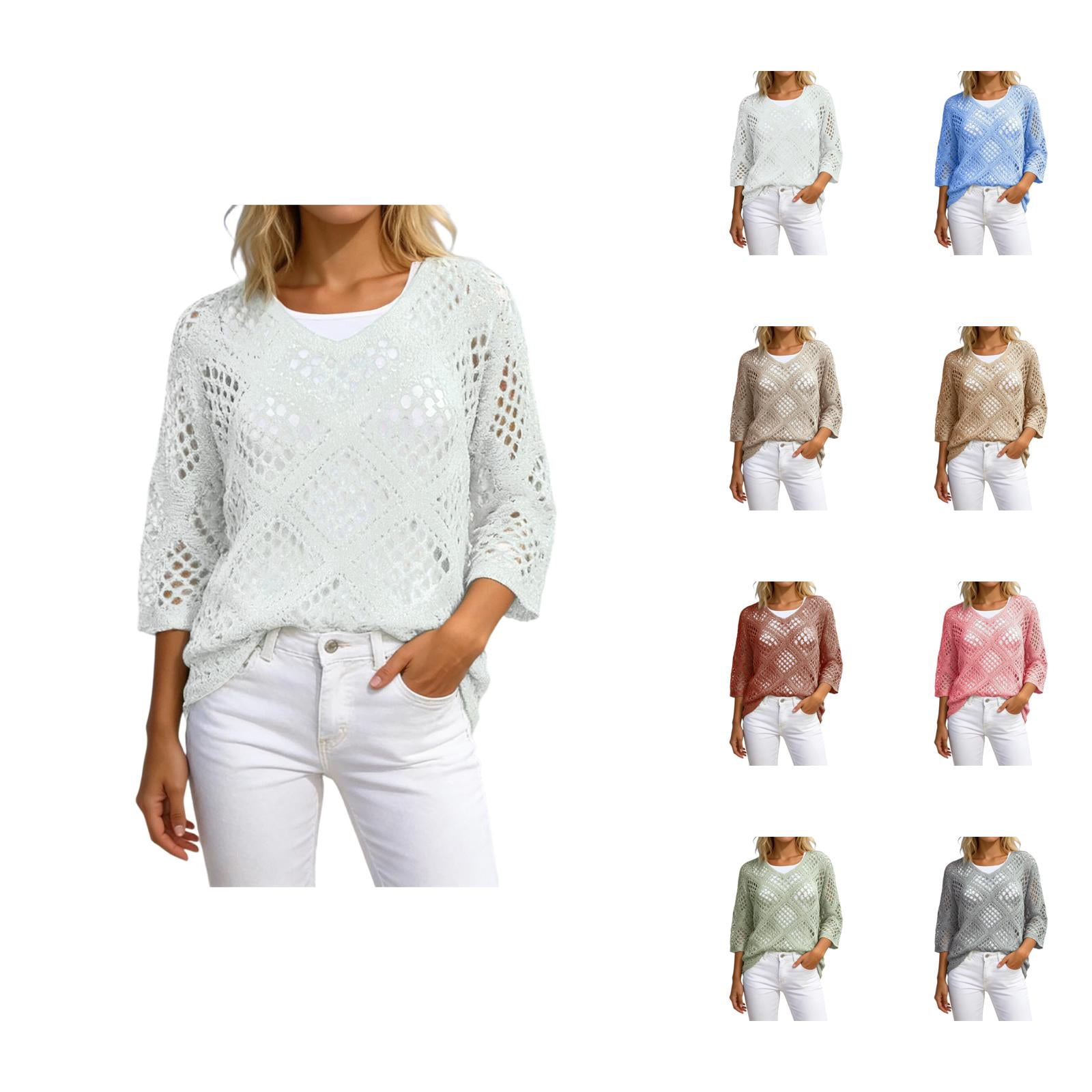 3/4 Length Sleeve Womens Tops 2026 Spring Summer V Neck Batwing Sleeve ...