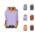 thumbnail image 1 of 3/4 Length Sleeve Womens Tops 2026 Spring Summer V Neck Business Dressy Casual Office Work T Shirts Blouse, 1 of 6
