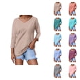thumbnail image 1 of 3/4 Length Sleeve Womens Tops 2026 Spring Trendy Basic V Neck Plain Casual Tunic Tshirt Womens Blouses, 1 of 4