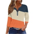 thumbnail image 1 of 3/4 Length Sleeve Womens Tops 2026 Spring V-Neck Ruffle Blouses Dressy Casual Shirts Beach Vacation Tunic Beach Vacation Blouse, 1 of 6