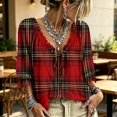 thumbnail image 1 of 3/4 Length Sleeve Womens Tops Boho Tops V Neck Casual Vacation Clothes Ruffle Trim Casual Loose Flowy Dressy Shirts, 1 of 5