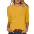 thumbnail image 1 of 3/4 Length Sleeve Womens Tops Casual Crewneck Soft Cotton T Shirts Lightweight Solid Three Quarter Length Tunic Tees, 1 of 5