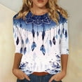 thumbnail image 1 of 3/4 Length Sleeve Womens Tops Casual Loose Fit Crewneck T Shirts Cute Floral print Three Quarter Length Tunic Tops, 1 of 6