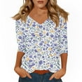thumbnail image 1 of 3/4 Length Sleeve Womens Tops Cotton S Purple, 1 of 4