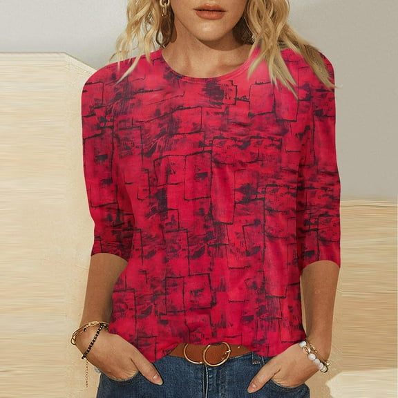 3/4 Length Sleeve Womens Tops Cotton V Neck Womens Summer Shirts 3 Pack Womens Tops Dressy Blouses Plus Size Womens Printed T Shirts made in
