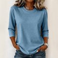 3/4 Length Sleeve Womens Tops Crew Neck Loose Fit Casual Tunic Tops ...