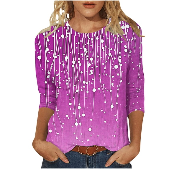 3/4 Length Sleeve Womens Tops Dressy Casual Clothing Shirts Summer Outfits 2026 Beach Vacation Hawaiian Clothes Womens Travel Clothing