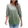 thumbnail image 1 of 3/4 Length Sleeve Womens Tops Dressy Casual Office Work Blouses Loose Fit Ruffle Flowy Tunic Tops Trendy Outfits, 1 of 8