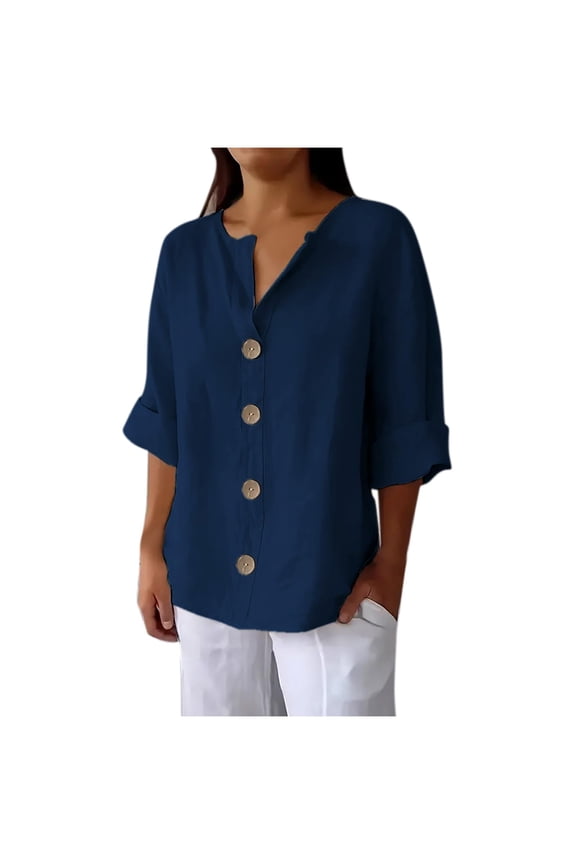 3/4 Length Sleeve Womens Tops Dressy Casual Shirts Ruffle Bell Sleeve Front Pleated Fasion Trendy Summer Blouses