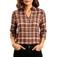 thumbnail image 1 of 3/4 Length Sleeve Womens Tops Dressy V Neck Collared Shirts Business Casual Work Blouses Summer Vacation Coffee-A XXXL(XXXL), 1 of 7