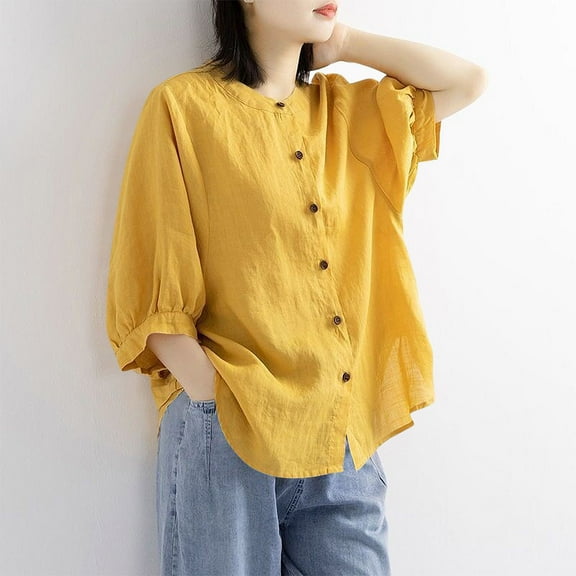 3/4 Length Sleeve Womens Tops Plus Size 3x Summer Shirts for Women 2025 Crop Summer Tops for Women Work Oversized Top my items