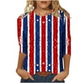 thumbnail image 1 of 3/4 Length Sleeve Womens Tops Plus Size Heart American Flag T Shirts for 4th of July Independence Day Patriotic Tshirts USA Star Stripes Graphic Tees Casual Crewneck Tunic Top Memorial Day Outfits, 1 of 5