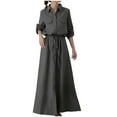 thumbnail image 1 of Maxi Dresses For Women Sevevn Women's Long Sleeved Lapel Loose Casual Shirt Long Skirt Dress, 1 of 2
