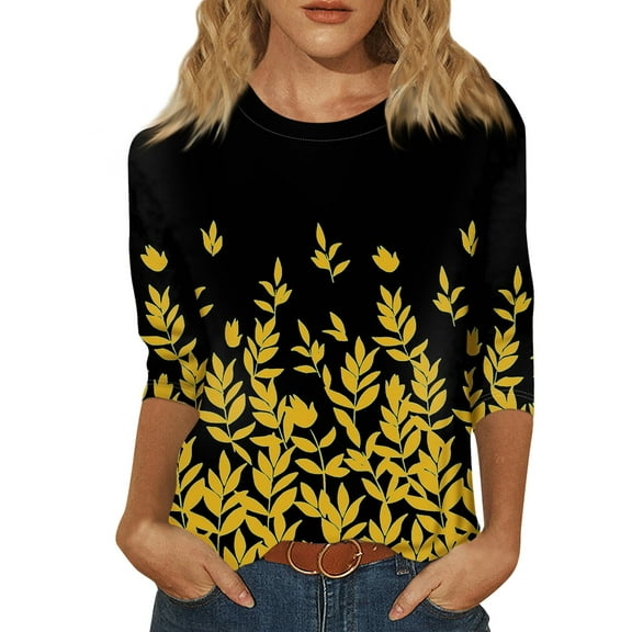 3/4 Length Sleeve Womens Tops Soiree Fashion Three Quarter Sleeve for Women Plus