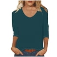 thumbnail image 1 of 3/4 Length Sleeve Womens Tops V Neck Soft Shirt Business Casual Trendy Spring Blouse Loose Work Office Outfits, 1 of 4