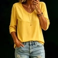 thumbnail image 1 of 3/4 Length Sleeve Womens Tops Versatile Color V Neck 3/4 Sleeve Loose T Shirt Top, 1 of 6