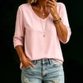 thumbnail image 1 of 3/4 Length Sleeve Womens Tops Versatile Color V Neck 3/4 Sleeve Loose T Shirt Top, 1 of 6