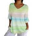 thumbnail image 1 of 3/4 Length Sleeve Womens Tops Womens Printed T Shirts Womens Summer Tops With Sleeves Ladies Casual Tops Womens Casual Tops Half Sleeve V Neck Tops For Women Fitted Tops For Women Work Tops, 1 of 7
