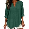 thumbnail image 1 of 3/4 Length Sleeve Womens Tops Womens Tops Women's Oversized T-Shirts Plus Size Tunic Tops Boho Tops for Women Gauze Shirts Work Tops Ladies Tops And Blouses Ladies Summer Tops Summer Blouses Green, 1 of 7