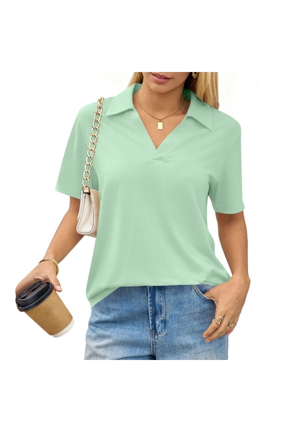 3/4 Length Sleeve Womens Tops with Button Cuffs Dressy Casual Shirts V Neck Summer Fall Fashion Bloues Turquoise XL