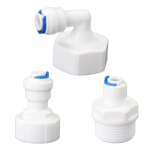 3/4" Male & Female Thread to 1/4" OD Push-to-Connect, RO Water Filter Hose Connector, Pre-Purifier & Water Purifier Plastic Adapter (3-Pack)