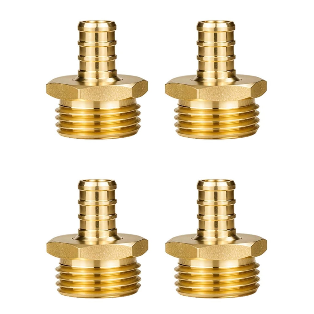3/4 Male Hose Thread Brass Fitting with 1/2 Barb End, Ribbed Insert and ...