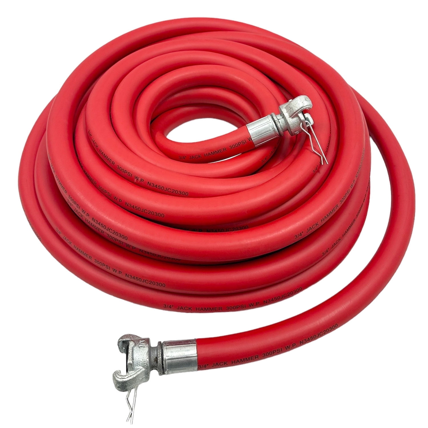 3/4" NBR Rubber Jack Hammer Air Hose, Crimped Crowfoot Chicago Coupling Fitting JackHammer Hose 50 ft