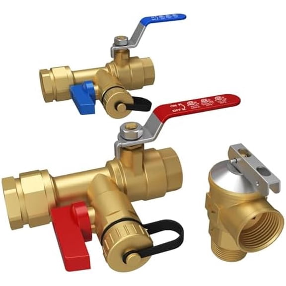3/4''NPT Tankless Water Heater Service Valve Kit, with 150 PSI Pressure Relief Valve, Hot and Cold Isolator Valve$$Tools & Hardware Other
