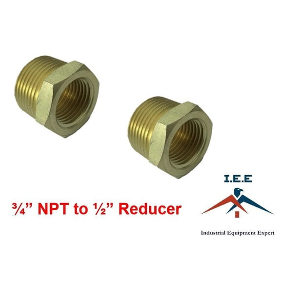 3/4" NPT to 1/2" Pipe Bushing Adapter Convert 1/2 Male to 3/4 Male Solid Brassx2