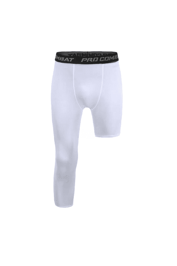 3/4 One Leg Tights Basketball Capri Compression Training Pants Athletic Gym Base Layer Single Leg Tights