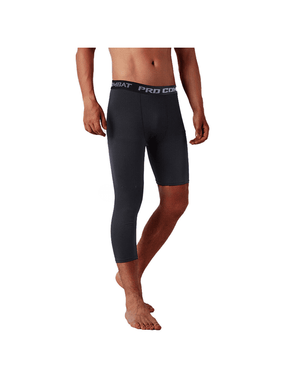 3/4 One Leg Tights Basketball Capri Compression Training Pants Athletic Gym Base Layer Single Leg Tights