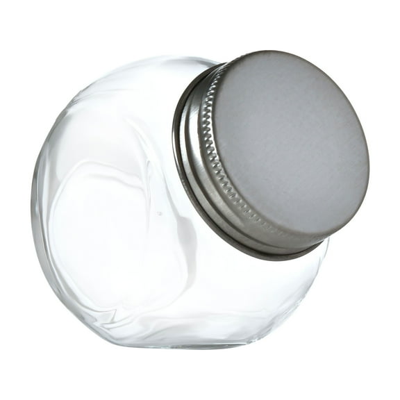 3.4 Ounce Glass Penny Spice Jar with Metal Screw Lid and Removable Shaker Top