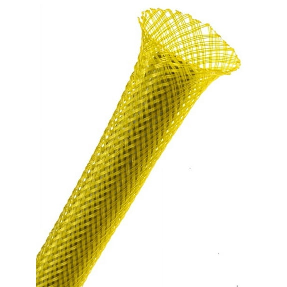 3/4" PET Expandable Braided Sleeving - Color: Yellow - Length: 10FT