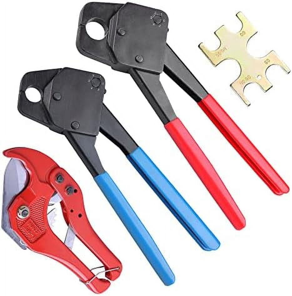 3/4" PEX Crimper Set Tube Crimping Tool Kit With Go/No Go Gauge Pipe Cutter