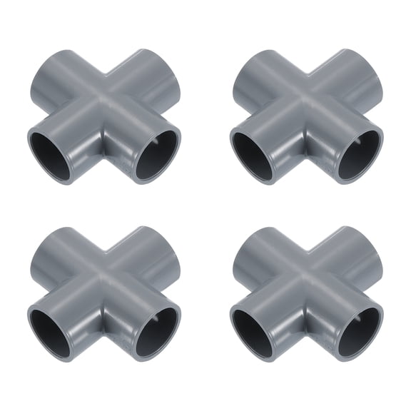 3/4" Fittings, 4Pcs 4 Way Elbow Connector Elbow Corner Fitting, Grey