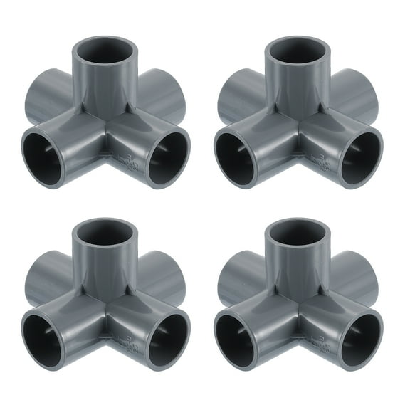 3/4" Fittings, 4Pcs 5 Way Elbow Connector Elbow Corner Fitting, Grey