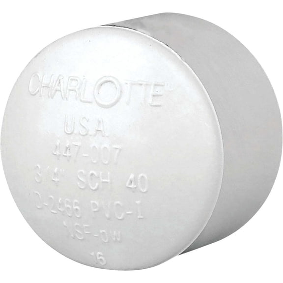 Charlotte Pipe 3/4 In. Schedule 40 Pressure Slip PVC Cap PVC 02116 0800HA