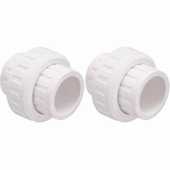 3/4" PVC Union Coupling Pipe Fitting (Socket x Socket) PVC Adapter Schedule 40, EPDM O-Ring, White 2 Pack Durable Pipe Tube Fitting Adapter Connector for Plumbing Industrial Water Gas Air Alignme
