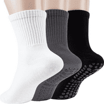 3 Pairs Non-Slip Yoga Socks for Women - Breathable Cotton Spandex with Arch Support, Gripper Soles for Pilates Barre Ballet Home Workout