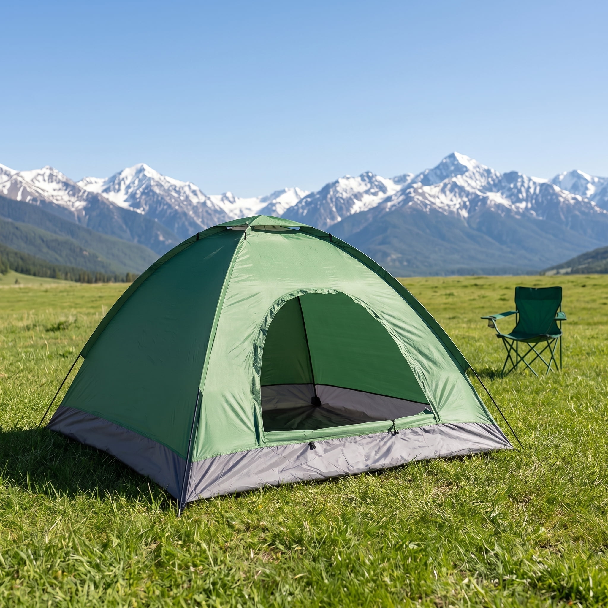 3-4 Person Army Green Camping Dome Tent, Waterproof Outdoor Survival Tent for Camping Hiking